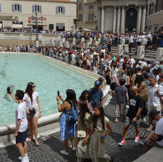 Trevi Fountain over crowded Rome