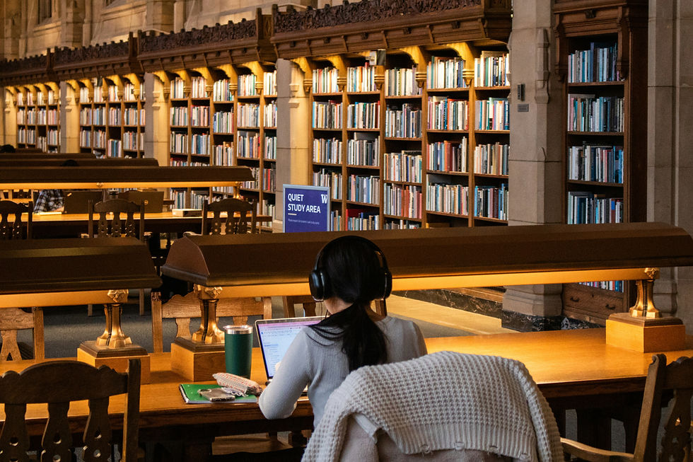 Eye-level view of a focused woman sitting at a desk with a laptop
