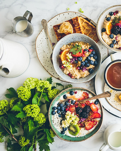 Healthy plates of plant based food