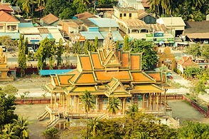 Rooftops and a temple in Battambang, Cambodia