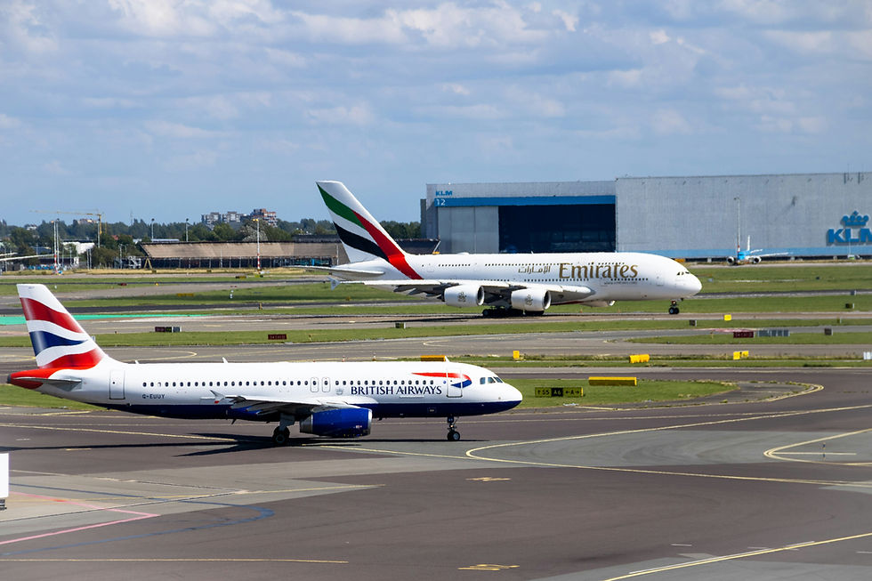 Crownwood Charters executive chauffeur vehicle at London Heathrow Terminal 5 drop-off zone, providing a punctual business travel service. A picture of British Airways at Heathrow LHR