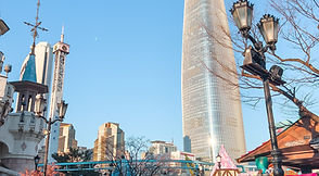 Lotte World castle and Lotte World Tower in Seoul