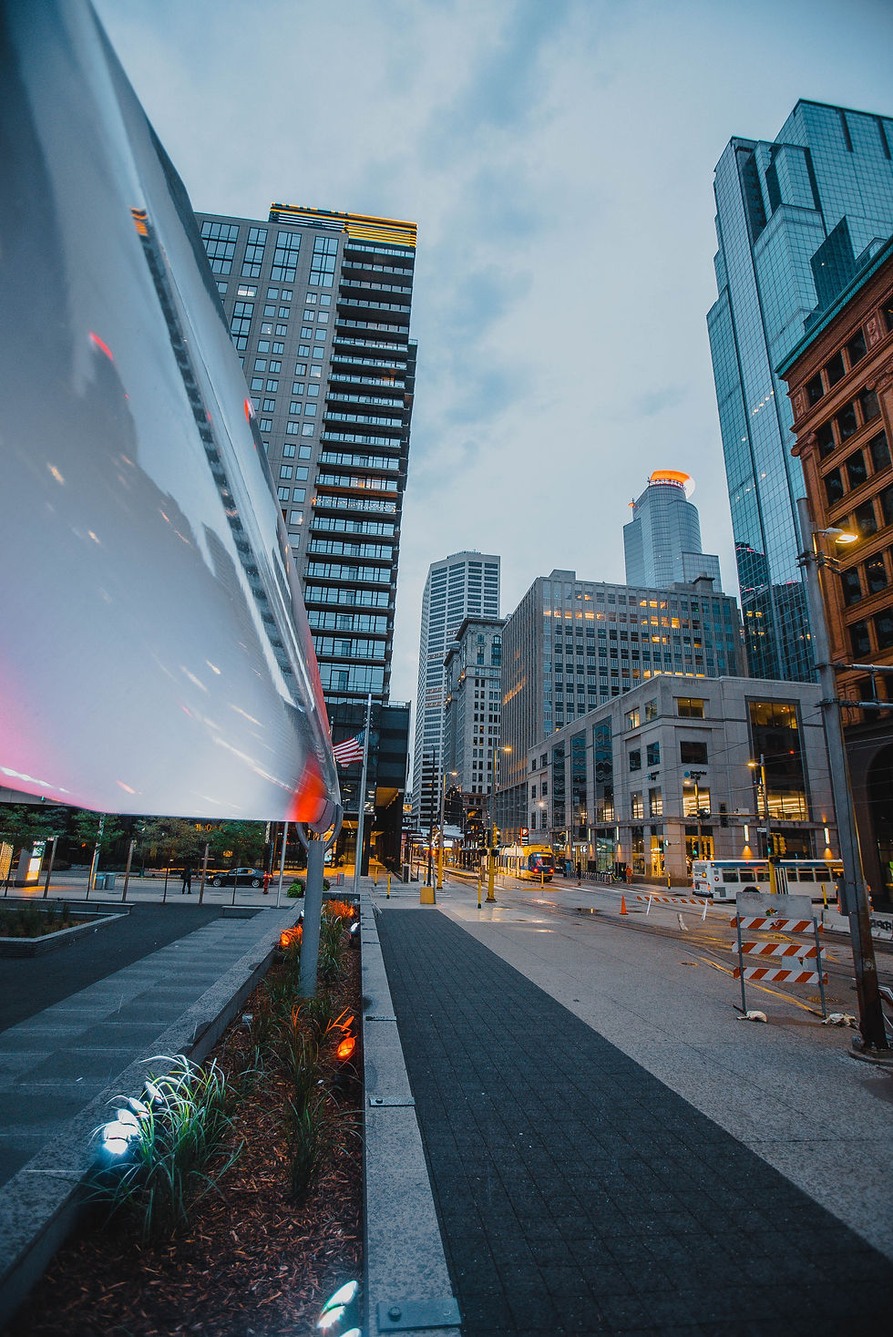 Vista del centro de una ciudad en Minnesota