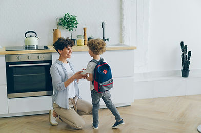 Child with backpack on