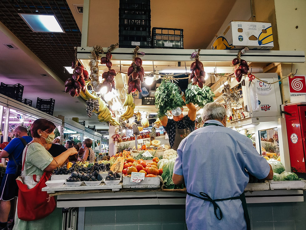 a colorful market with produce