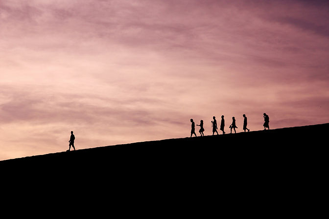 group following a leader walking down a hill,Image by Jehyun Sung, Feeling Ambitious, sales recruitment specialists