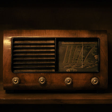 Uma rádio vintage em cima de um móvel