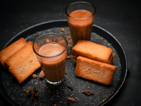 Indian milk tea with rusk biscuirts