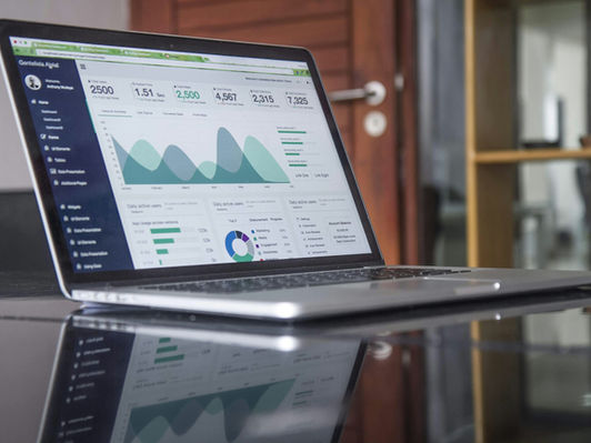 um computador com gráficos de insights aberto