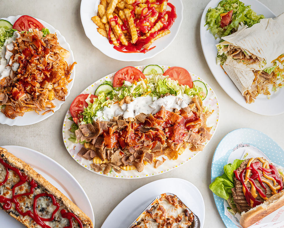 High angle view of İskender Kebab ready to be served