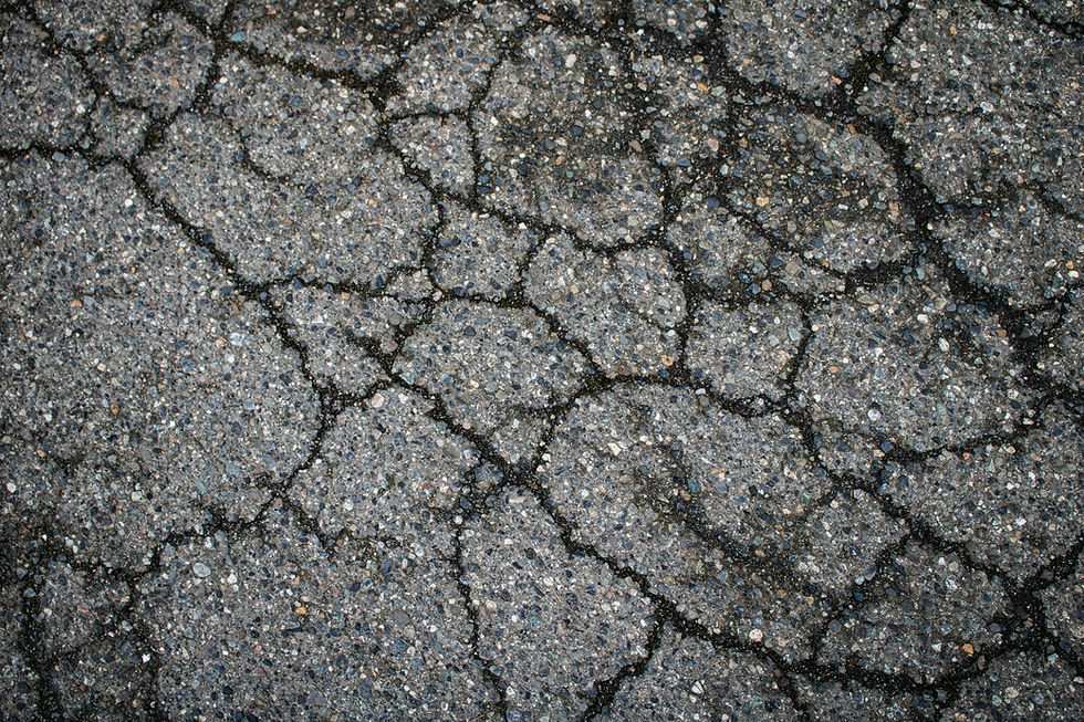 Cracked pavement