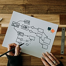 Flowchart of streamlined business processes from production to delivery.