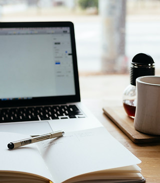 Open laptop on a desk