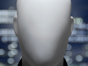 A blank human face representing an unknown identity
