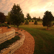 Retaining wall with landscaping