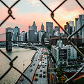 View of a city through a wall