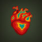 a scan of a heart, showing spots of heart disease risk