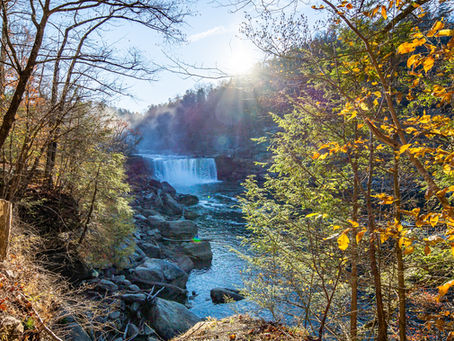 Distant view of Cumberland Falls in Corbin, Ky.