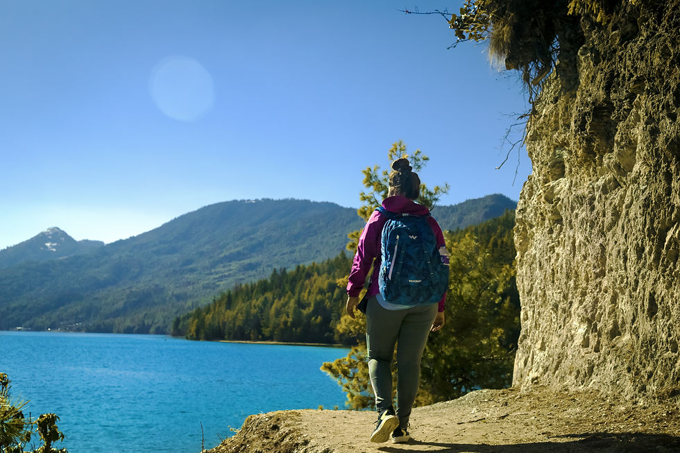 Woman Walking next to Rara lake