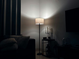 Smart lighting floor lamp in living room