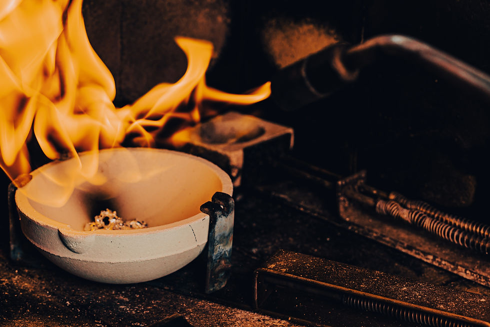 flame on a bowl with material
