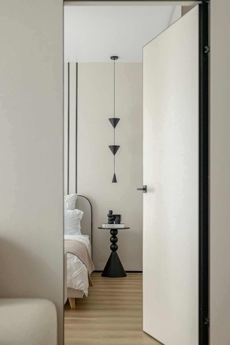 High angle view of a luxury interior with minimalist design and natural light