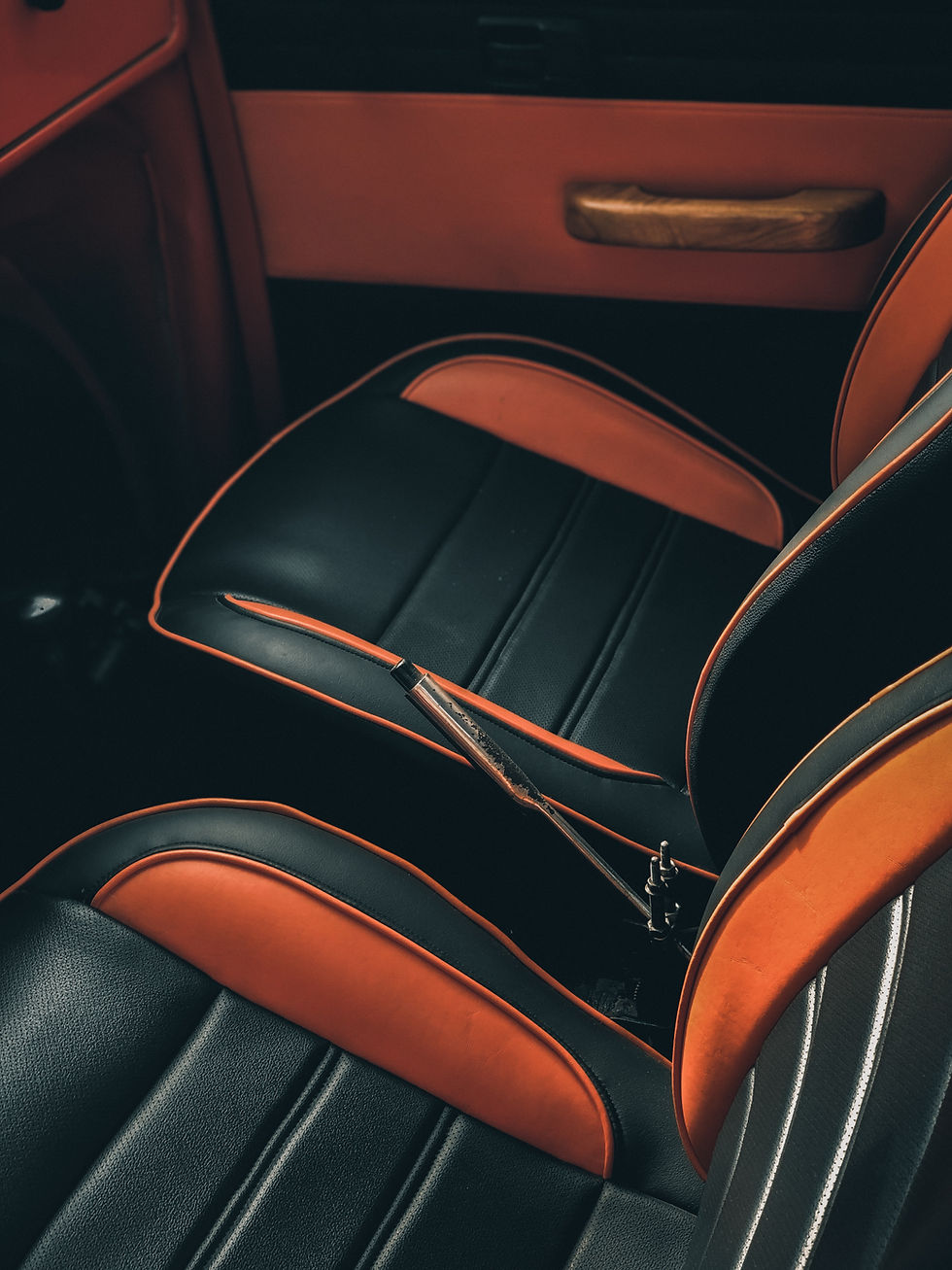 Orange automotive Leather Car, Tirrena Leather Processing, tanning company based in Lonigo (VI)