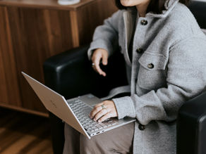 A woman on a laptop