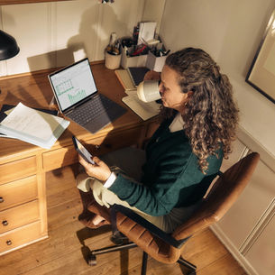 Woman working on prepping for her website