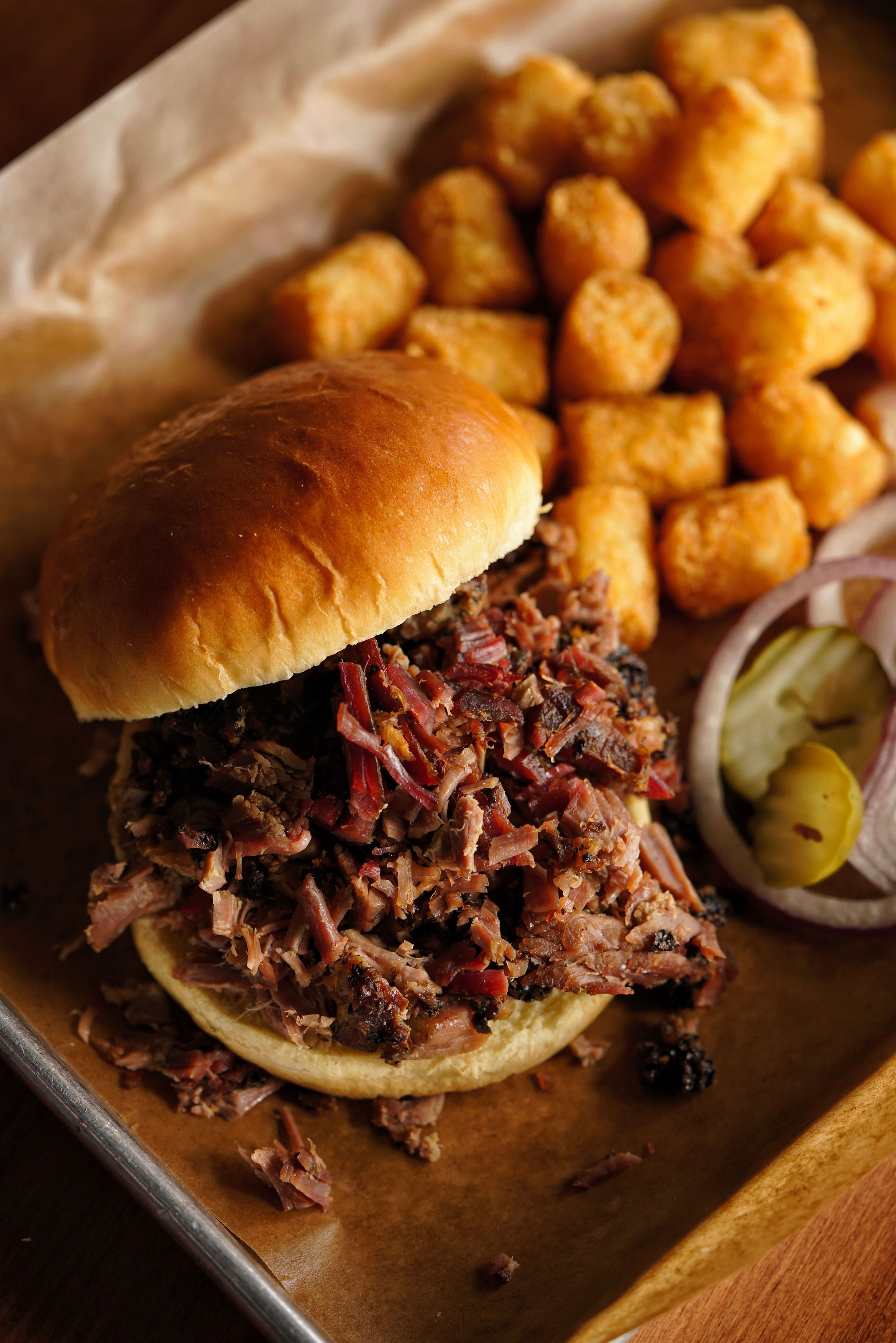 BBQ pulled pork on a bun
