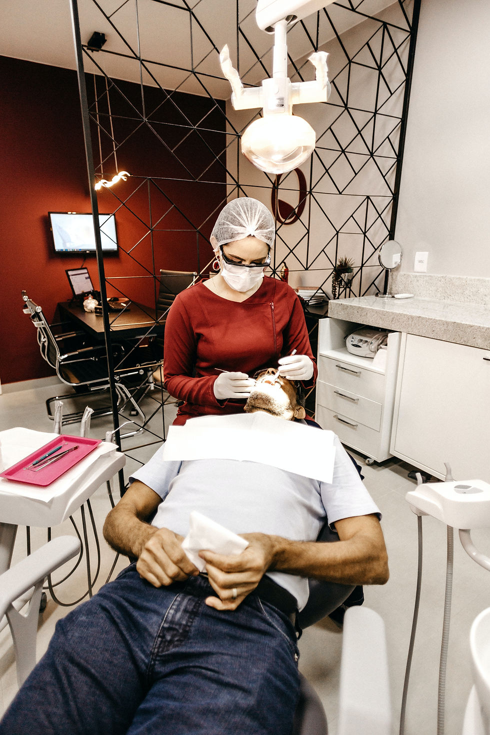 Patient with a dental bib