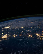 Lights on globe from above at night by NASA