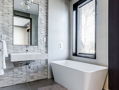 Custom bathroom with standalone bathtub