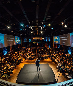 Man giving presentation/speech.