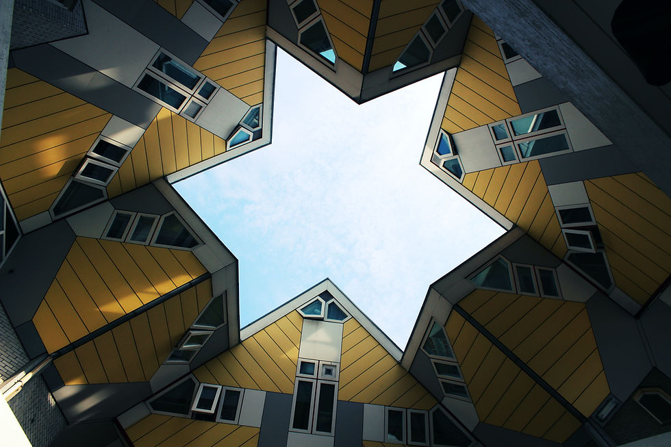 The typical Cube Houses, the perfect backdrop for your teambuiling game