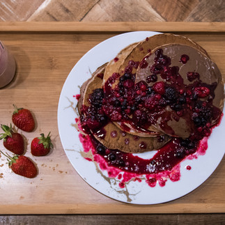 chocolate dessert with fresh berries