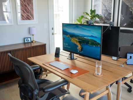 A clean midcentury modern desk.