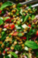 A closeup photo of a beautiful dense bean salad to pack in the micronutrients, fiber, balance blood sugar, and offer additional plant-based protein on a budget!