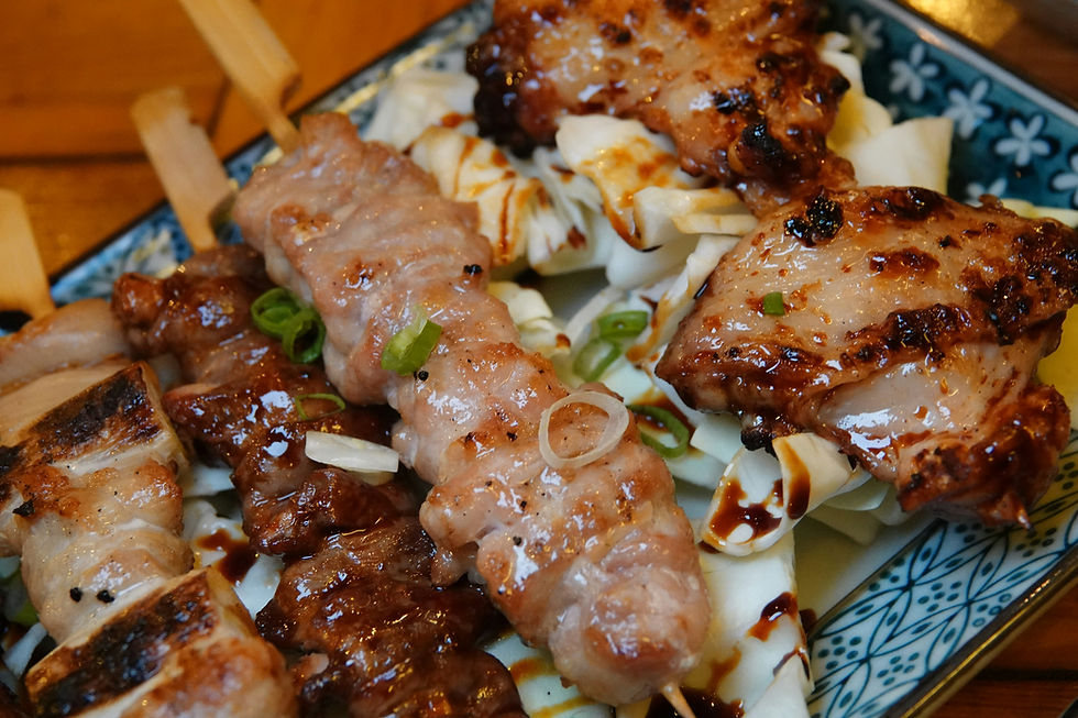 Japanese yakitori chicken skewer