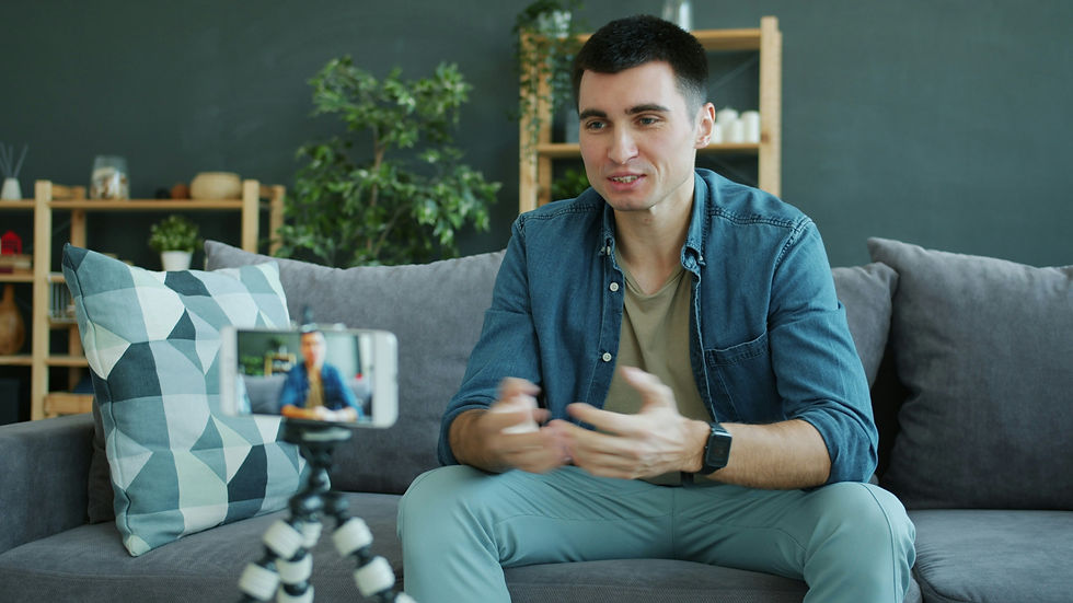 Man recording a video while speaking