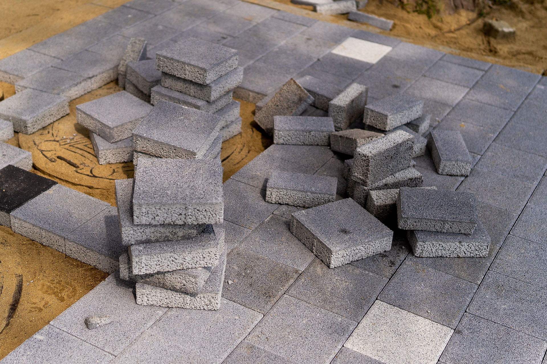 Pavers being installed