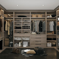 Custom closet with clothing