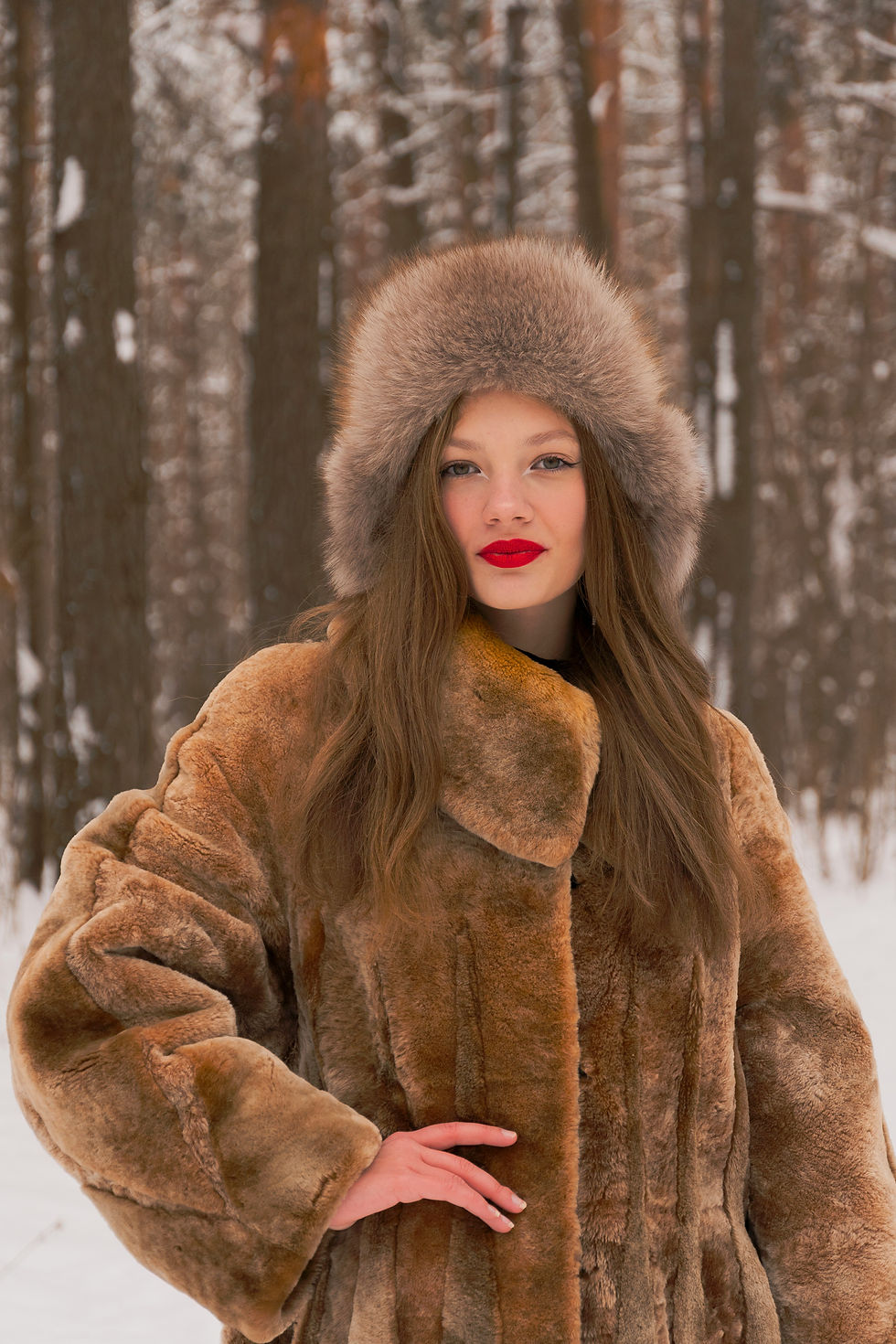 Fur coat and fur hat