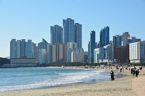 Haeundae Beach and the Busan skyline