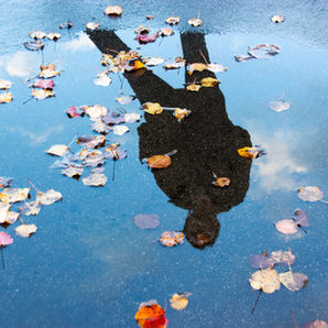 Water reflects the face
