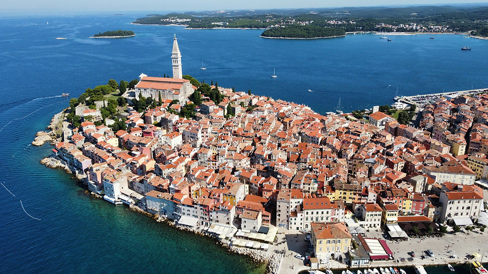 The picturesque town of Rovinj on the western coast of the Istrian region.