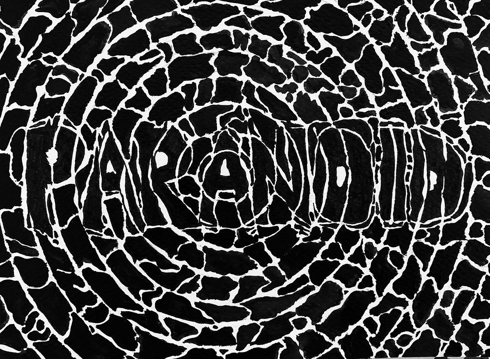 A circular pattern with the word paranoid hidden in it.