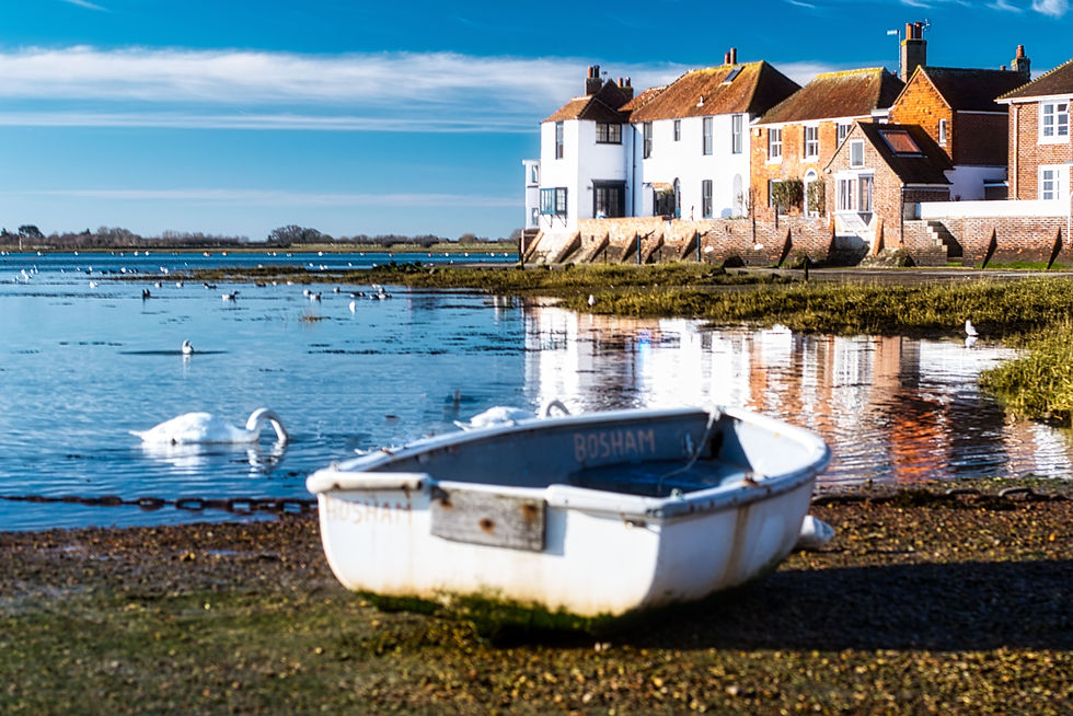 A rowing boat in Bosham, next to a beautiful west sussex village.