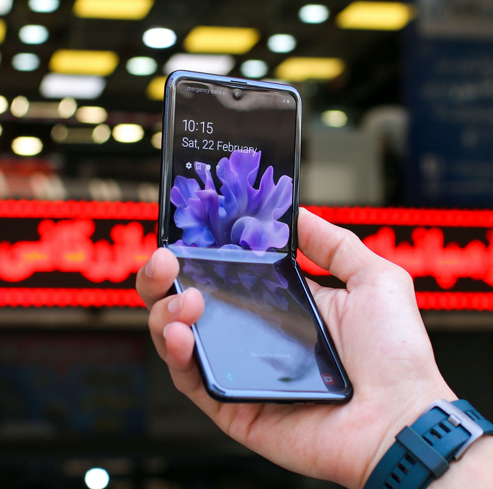 A modern, smart flip phone.
