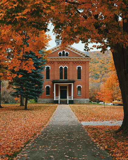 Image by Aiden Guinnip of a town hall in fall.